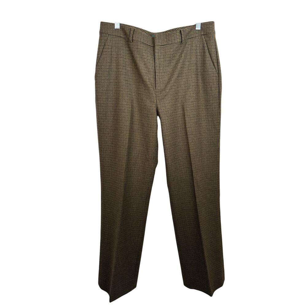 Lauren Ralph Lauren Dress Pants Women 12 Brown NWT Wool Houndstooth Academia